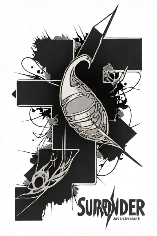 A Dashed Line With The Word Surrender In The Middle