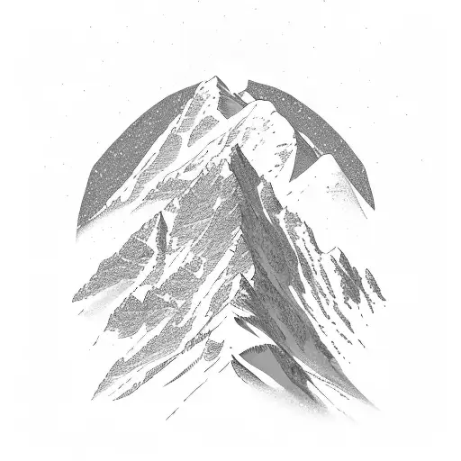 Design A Snow-capped Mountain Range With Military Aircraft Flying Overhead Tattoo