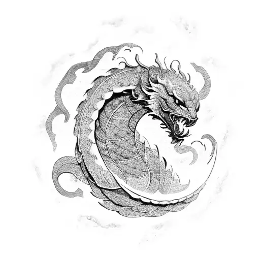 An Intricate Wave Pattern With Hidden Dragon Silhouettes