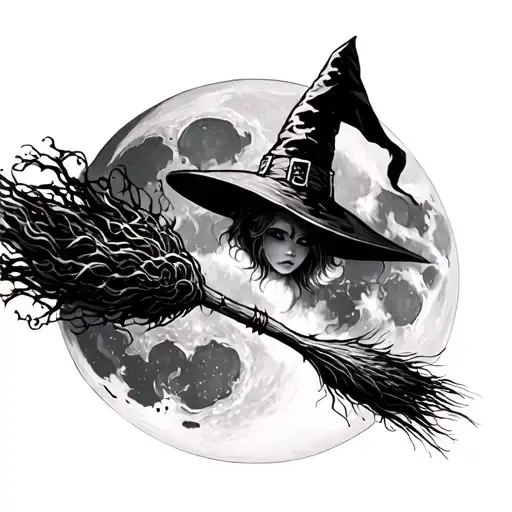 Witches Broom In Front Of Moon