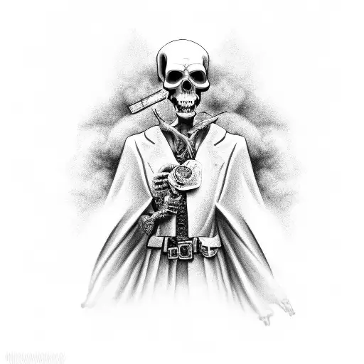 Grim Reaper With Money Guns And Smoke