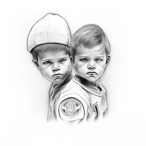 A Portrait Of The Client's Two Boys In Sports Attire