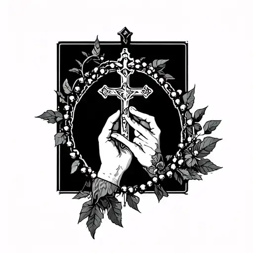 Rosary Cross Light Hands Forest Sleeve