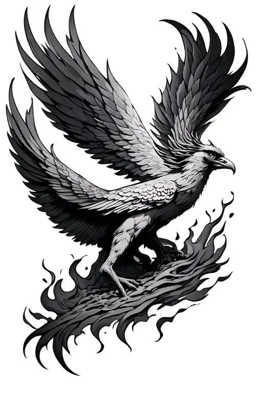 Phoenix Rising From The Ashes Symbolizing Rebirth