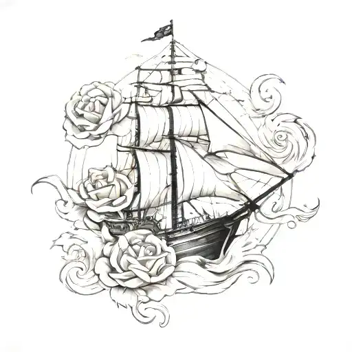 Rose Of Los Winds With Ship