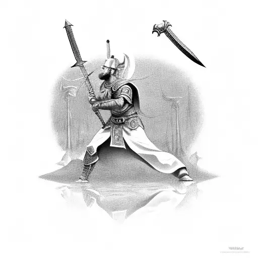 A Warrior Wielding A Magical Sword In A Fierce Battle