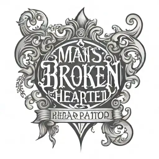 Mans Broken Hearted Ambigram Words Anurag