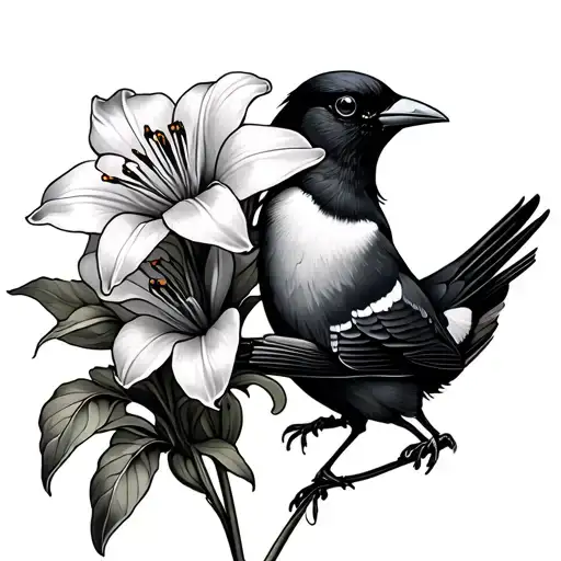 Freesia Lily And Magpie Holding