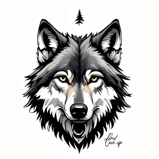 Wolf And Forest Scene