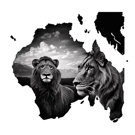 South Africa Map Made Entirely Of African Animals Tattoo