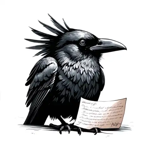 Crow With A Note In Its Mouth
