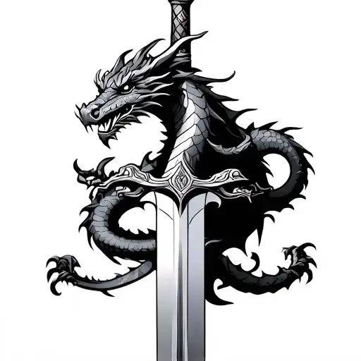 Dragon Wrapped Around Sword