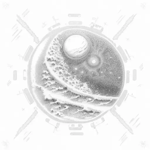 Beach With An Outer Space Horizon Beyond The Water