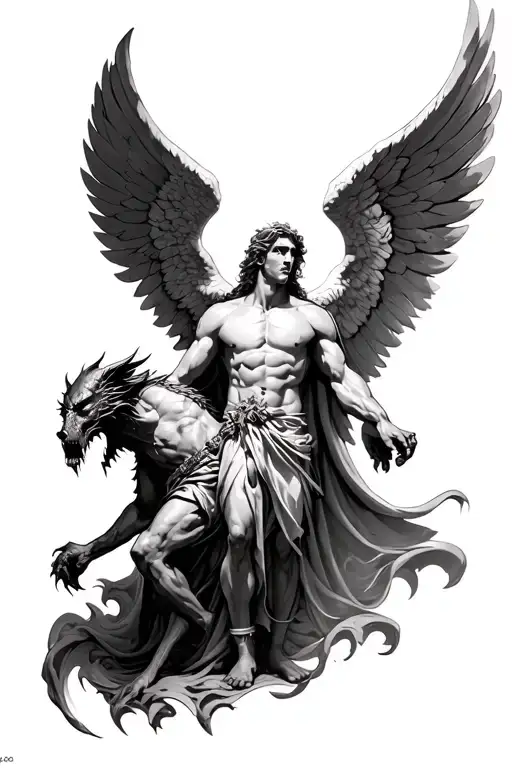 Archangel Michael And A Demon