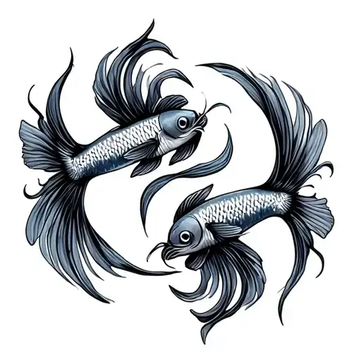 Two Fish Swiming In Opposite Directions