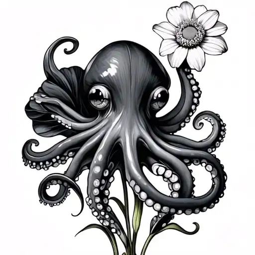 Octopus With Dafodil Daisy Poppy