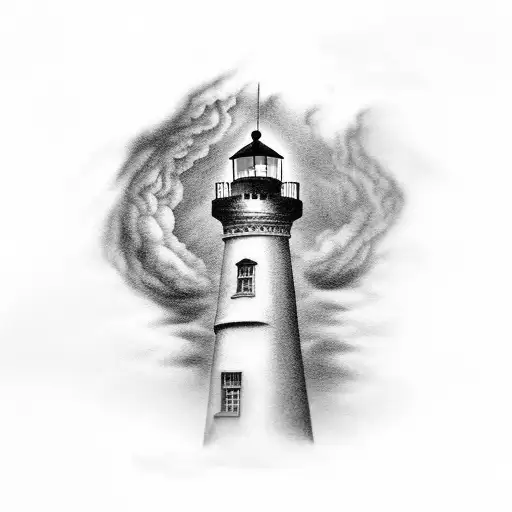 Lighthouse With Stormy Background