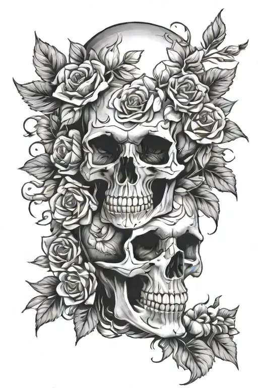 Skull As A Vase Full Of Flowers