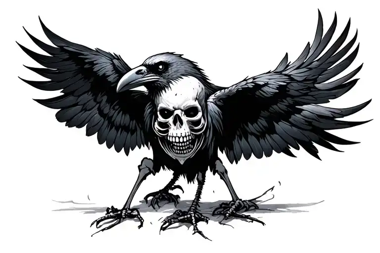Zombie Raven With Skeleton Showing Through Skin And Feathers