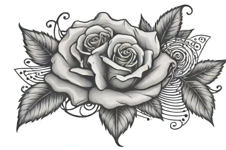 Rose Combined With Musical Notes