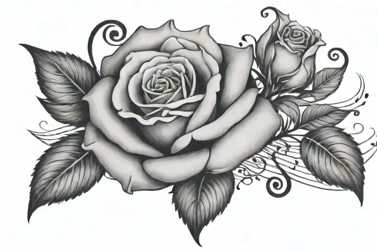 Rose With Musical Notes Floating In The Air
