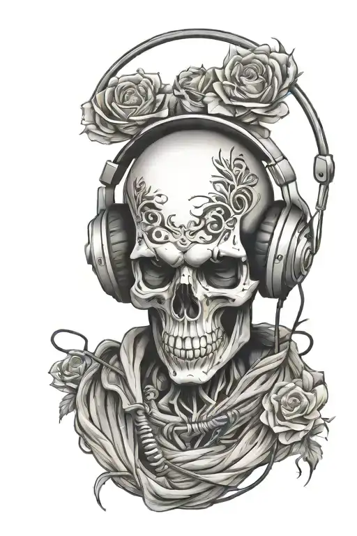 Skull Wearing Headphones