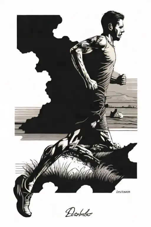 A Runner Running Along A Coast Path With Durdle Door In The Background