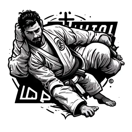 Jiu Jitsu Line Drawing