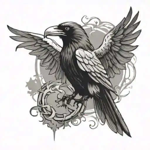 Thor Hammer Raven Flying