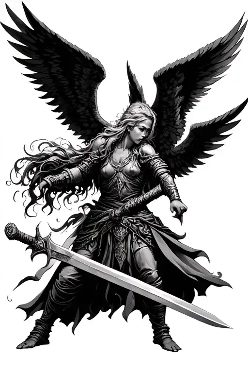 Angel Warrior Wielding A Sword