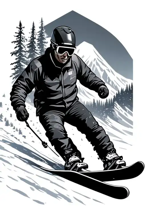 Snowboarding And Mountain Geometric Design
