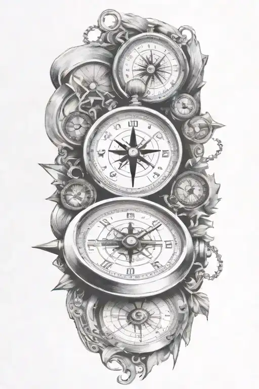 Stopwatch And Compass With Scroll