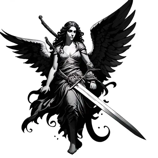 Angel With Sword Going