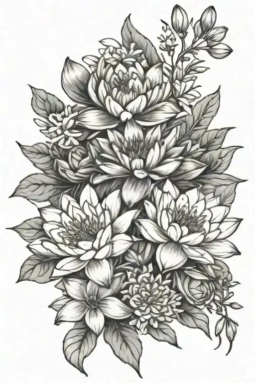 Water Lily Larkspur Violet Primrose Bouquet