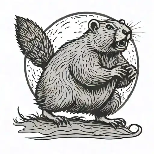 Angry Slim Groundhog Running In Front Of The Moon