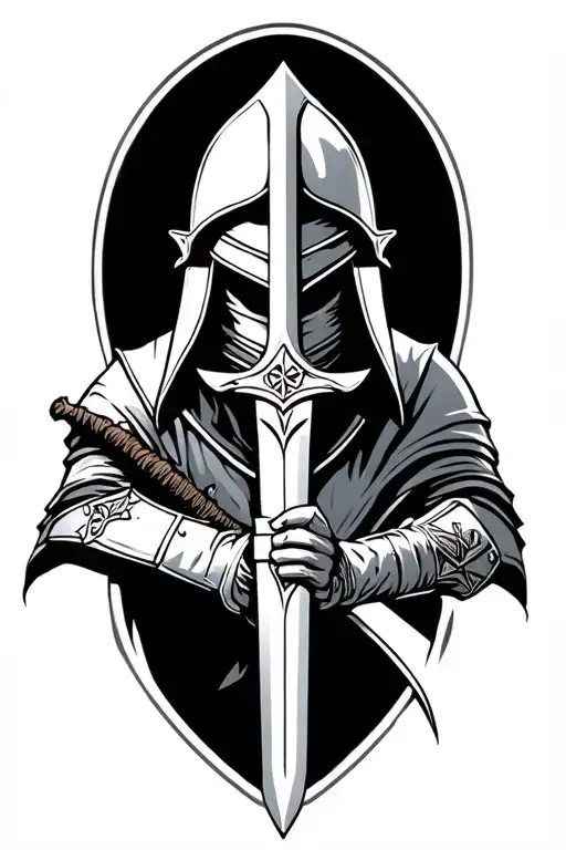 Templar Knight Holding A Sword