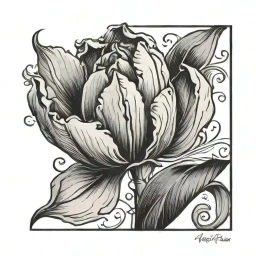 Tulip Flower With Script