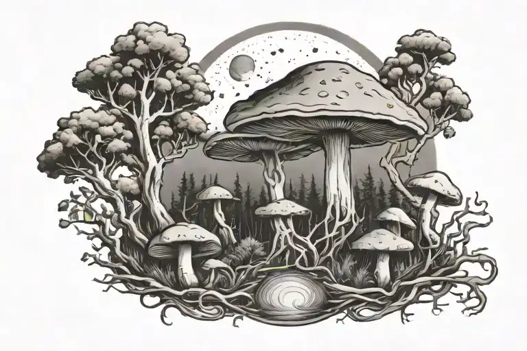 Trees Mushrooms Roots Moon