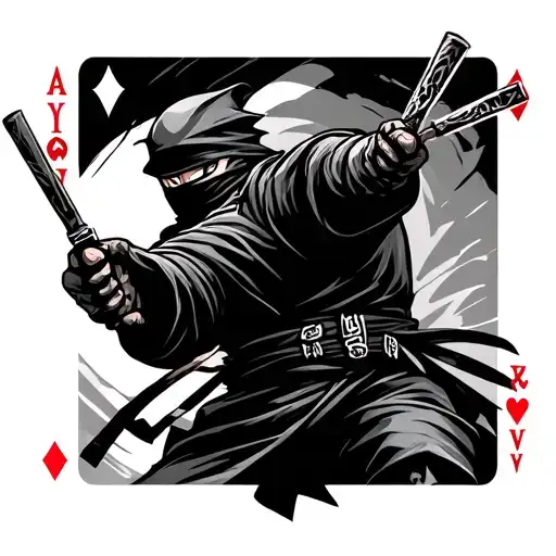 Ninja Throwing Cards With Each Card Representing