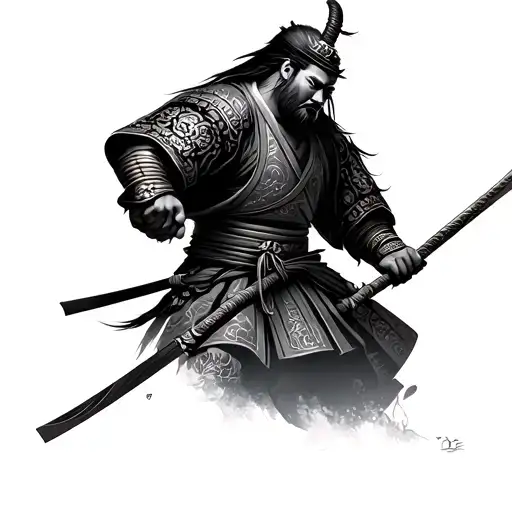 Samurai Warrior With Armband Design