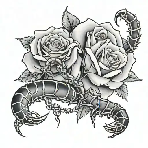 Rose With Rosary And Scorpion