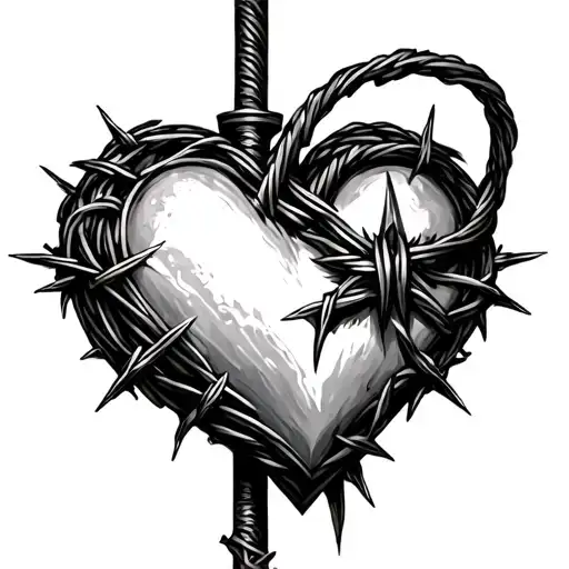 Heart Dagger Barbed Wire