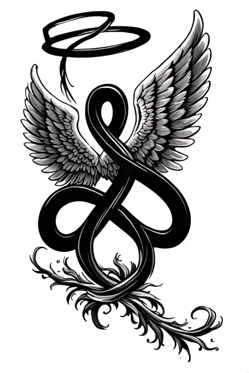 Angel Wings And Infinity Sign With A Halo