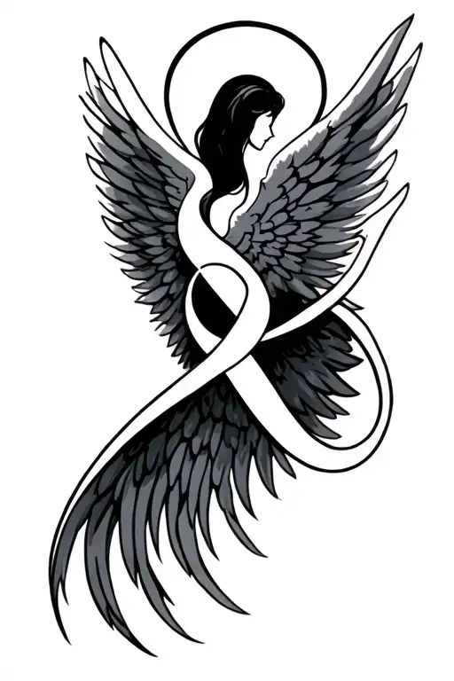 Angel Wings And Infinity Sign With A Halo