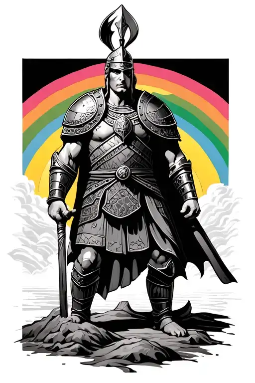 Gladiator That Stands Above A Rainbow