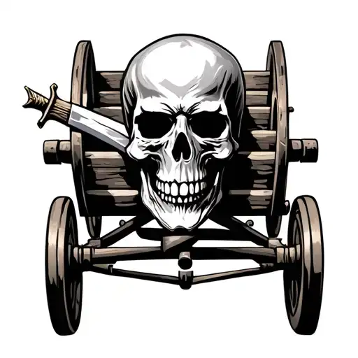 Skull In The Wagon Of The Wehrmacht With A Dagger