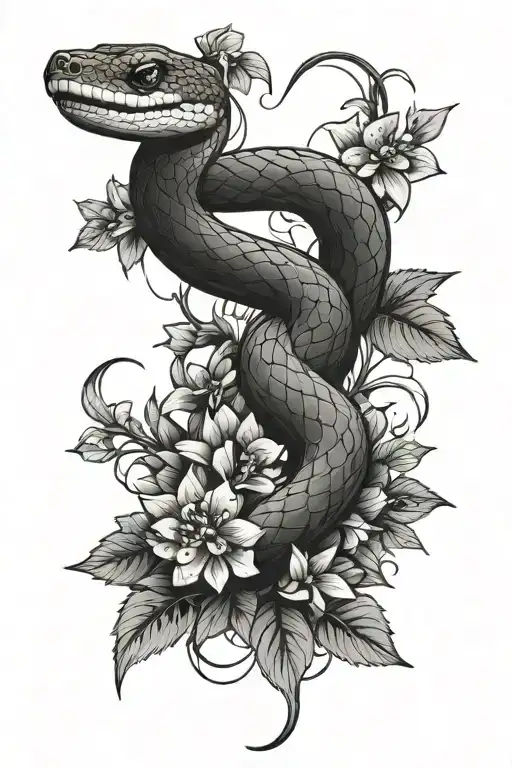 Snake With Flowers
