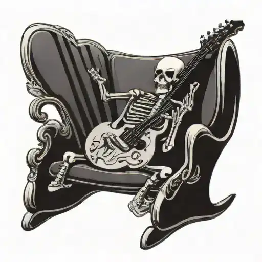 Rock And Roll Skeleton Guitar Rocking Chair