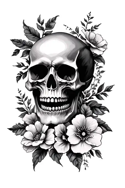 Skull And Flowers