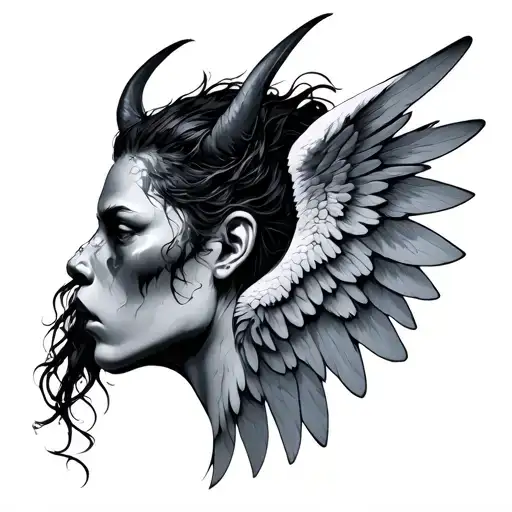 Demonic Angel Profile View With Wings